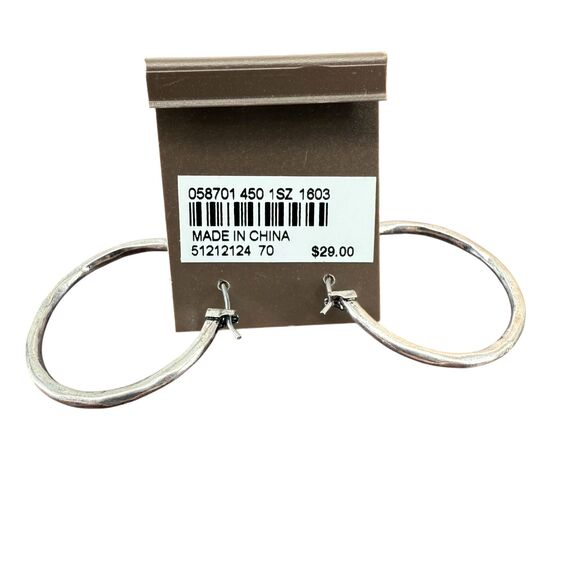 J. Jill Silver Hoop Earrings Hammered Latch Back Classic Chic Versatile NWT - Picture 7 of 7